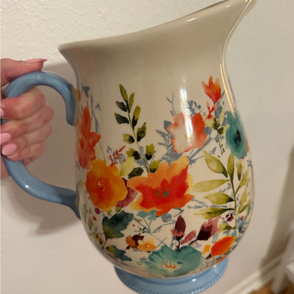 The Pioneer Woman Floral Pitcher in Cream, Blue, Orange, Yellow, Green